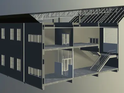 Office in section cut 3D model purchase