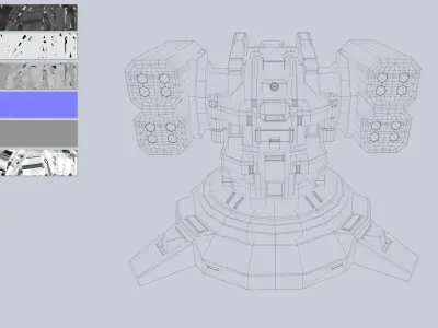 Defense turret Low-poly 3D model Low-poly