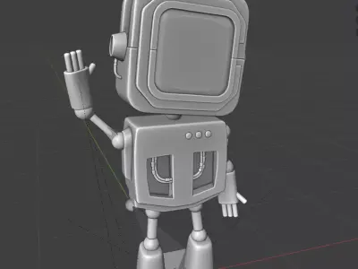 stylized rigged robot character 3D model