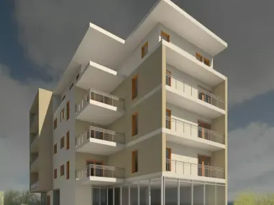 Modern commercial appartment building Free 3D model