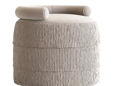 21st Century Beth Fringes Stool Cotton Velvet 3D model