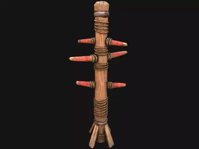 Wooden Medieval Military Combat Training Dummy Tournament Low-poly 3D model