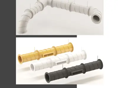 Ventilation system set  Low-poly 3D model