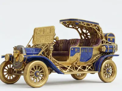 Ancient Egyptian Pharaoh Brass Era Car 3D Model Low-poly 3D model