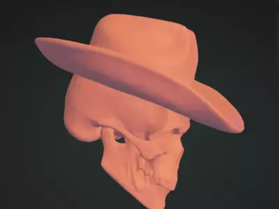Skull with Hat 3D Model Realistic Decorative Sculpture Free 3D print model