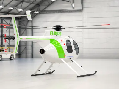 MD 500E Light Utility Civilian Helicopter 3D model