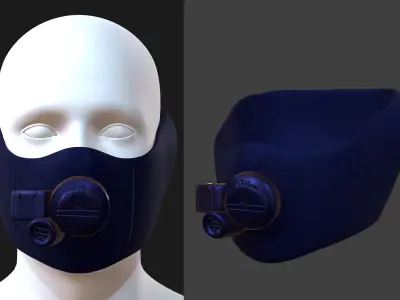 Gas mask helmet 3d model scifi Low-poly  Low-poly 3D model