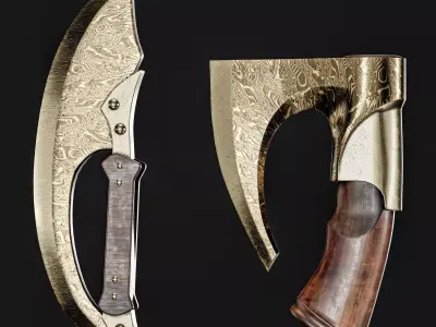 Small Combat Axe Low-poly 3D model