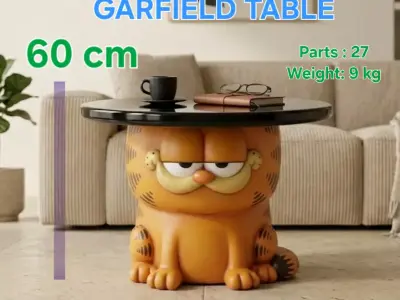 Garfield 3D Printable Side Table 60cm Multi-Part 3D print model