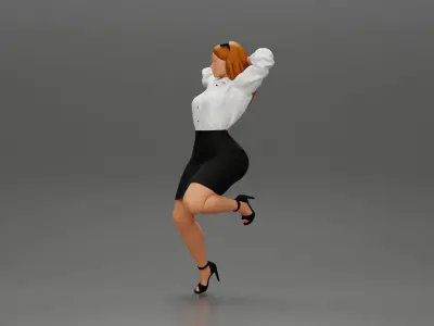 Sexy Secretary posing With Kneeling On An Office Chair 3D print model
