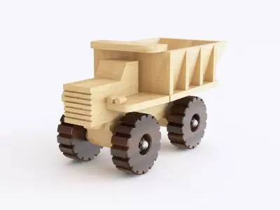 Wooden toy dump truck 01 3D model