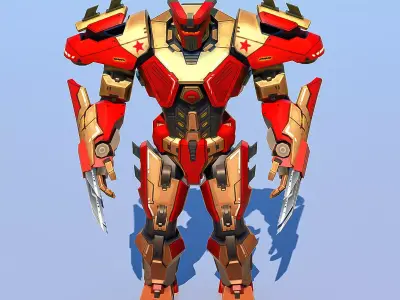 High Poly Hero Robot Rigged and Textured 3D model