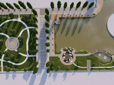 park-public park-Private Park Landscape 3D model 4