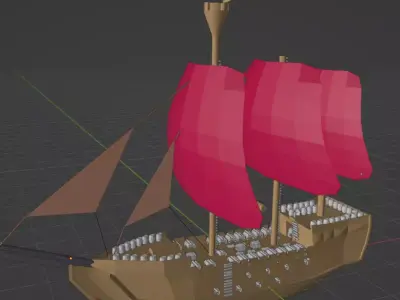 Frigate low poly Low-poly 3D model