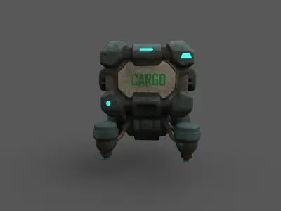 3D Cyberpunk Cargo Drone Crate  GameReady Low Poly Model Low-poly 3D model