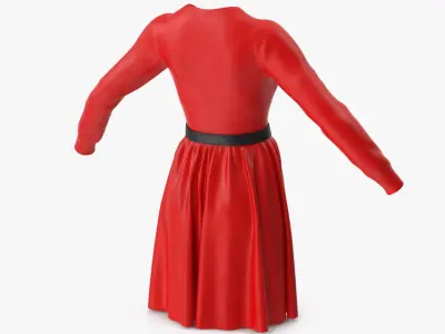  Dress Red with Belt 