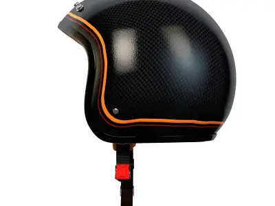 Helmet carbon fibre motorcycle orange 3D model