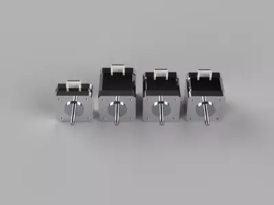NEMA 17 Stepper Motor Bundle 4 Models 20mm 40mm 48mm Dual Shaft 3D model