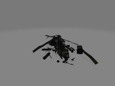 crashed helicopter Low-poly 3D model