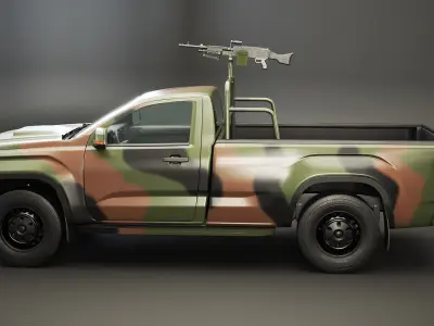Generic Military Tactical Pickup with Machine Gun 3D model
