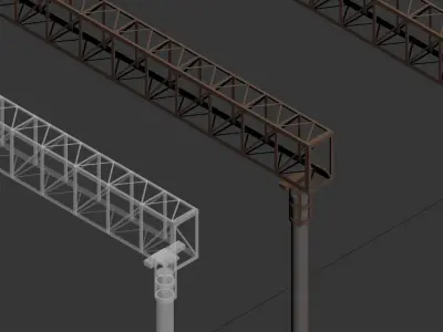 Railway Contact Wire Supports 15m 23m 30m Low-poly 3D model