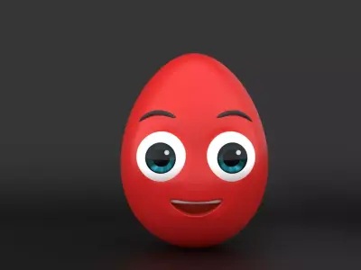 Cartoon Egg Character 3D Model Low-poly 3D model