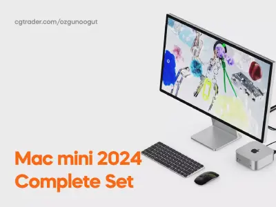 Mac mini 2024 Complete Set with Display Mouse and Keyboard 3D model