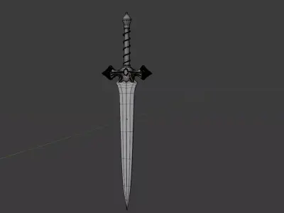 Fantasy Dark Steel Sword  Game Ready 3D Model  3D model