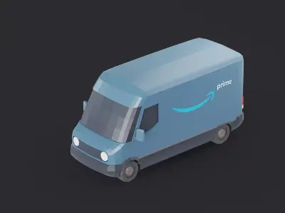 Amazon Prime Delivery Van Stylized Low-poly 3D model