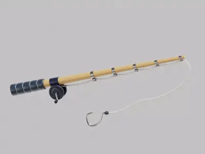 Cartoon Fishing Rod Low-poly 3D model