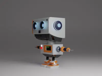 Sci-fi cute 3d robot model rigged and with dance animation Low-poly 3D model