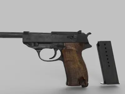 revolver p38 Low-poly 3D model