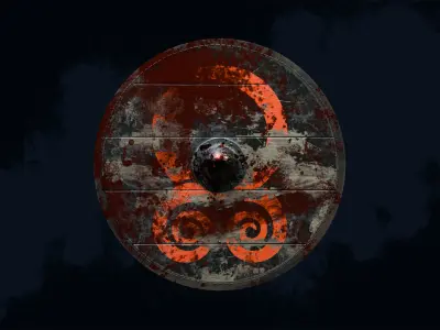 Viking shield 4 - Bloodied Relic Low-poly 3D model