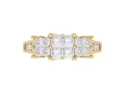 Princess Art Deco Ring 3D print model 2