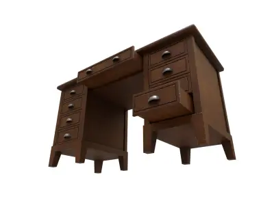 Vintage Desk Low-poly 3D model