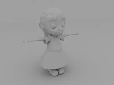 Cartoon girl 3D model Low-poly 3D model