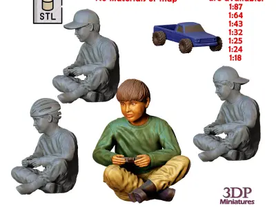 N3 Kids playing with RC cars 3D print model