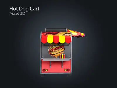 Hot Dog Cart Low-poly 3D model purchase