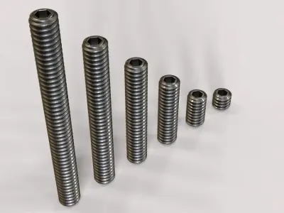 M5 x 10mm Flat Point Set  Grub Screws 3D print model