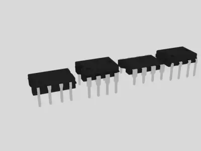 555 Timer Signetics NE555N  Low-poly 3D model