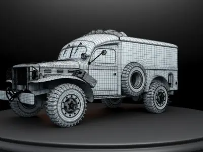 WW2 Ambulance Dodge WC54 075 ton 4x4 Ambulance 1944 3D model