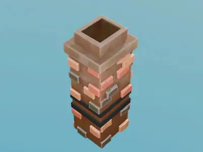 3D Low Poly  Medieval Stylized Chimney Low-poly 3D model