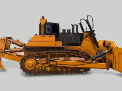 Old Industrial Vehicle Dozer Low-poly 3D model