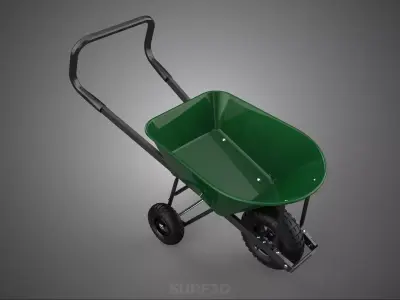3 THREE WHEELS WHEELED WHEEL BARROW WHEELBARROW TIRE BASE CART 3D model
