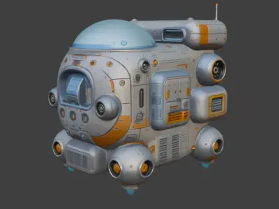 Futuristic Spacecraft Detailed Sci-Fi 3D Model with PBR Textures Low-poly 3D model