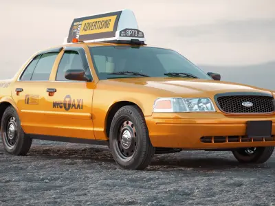 Ford Crown Victoria 2009 yellow NYC Taxi Cab 3D model