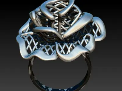 rose ring with diamonds 3D print model
