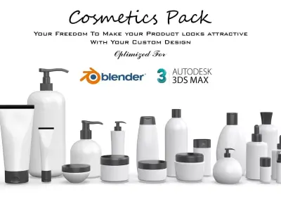 High Quality Cosmetics Bathroom Accessories 3D Model Set  3D model