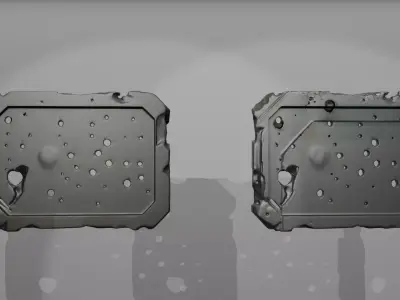 Panel01 Damaged Metal Panel Bullet And Laser Holes LOD Low-poly 3D model