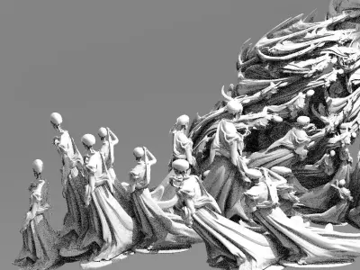 Scull Ghosts Sculptures large 2  3D model